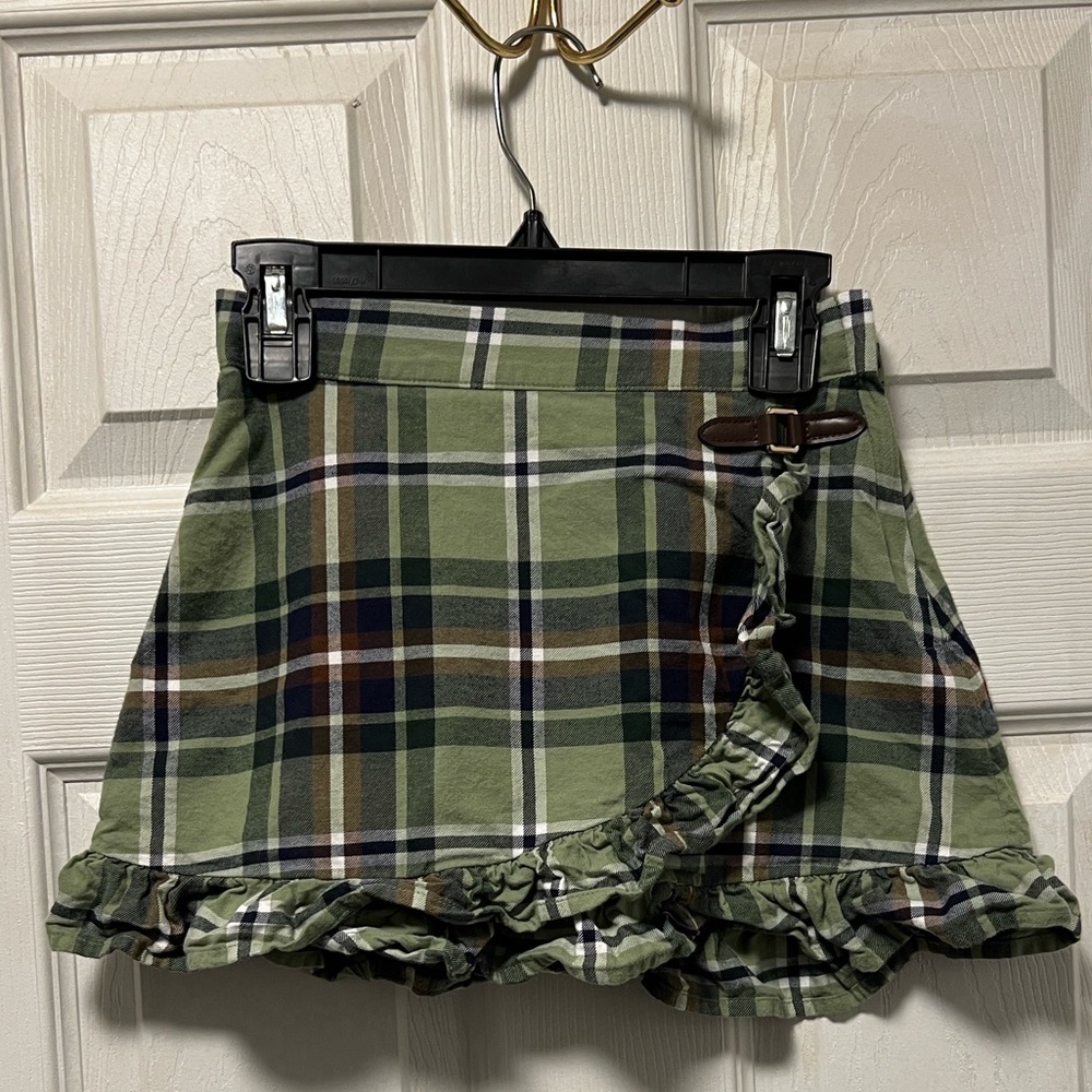 Janie and Jack The Equestrian Plaid Skirt Green Girls Size 6